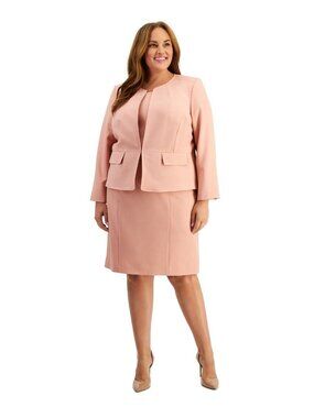 NWT Le Suit Plus Size Two-piece Dress Suit Dusty Rose 20 W MSRP $330